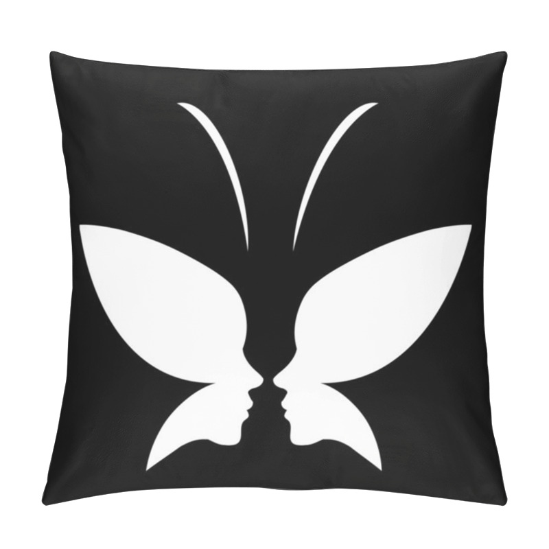 Personality  Face Of A Lady And Butterfly- Logo Concept For Spa Or Beauty Pillow Covers