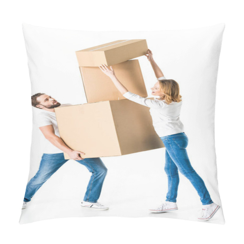 Personality  Couple With Cardboard Boxes Pillow Covers