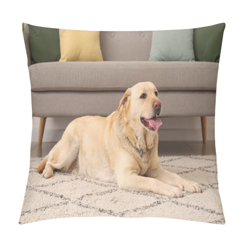 Personality  Cute Labrador Dog Lying On Carpet At Home Pillow Covers