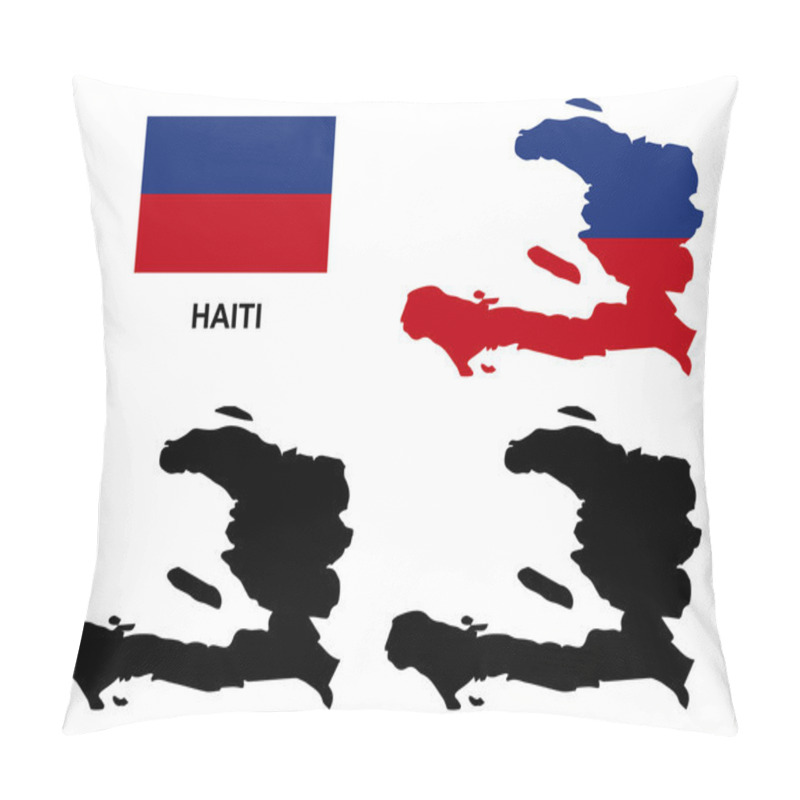 Personality  Haiti Map Vector, Haiti Flag Vector, Isolated Haiti Pillow Covers