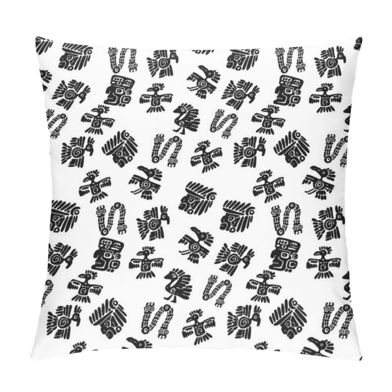 Personality  Seamless Maya Pattern. Black And White Ethnic Elements. Pillow Covers