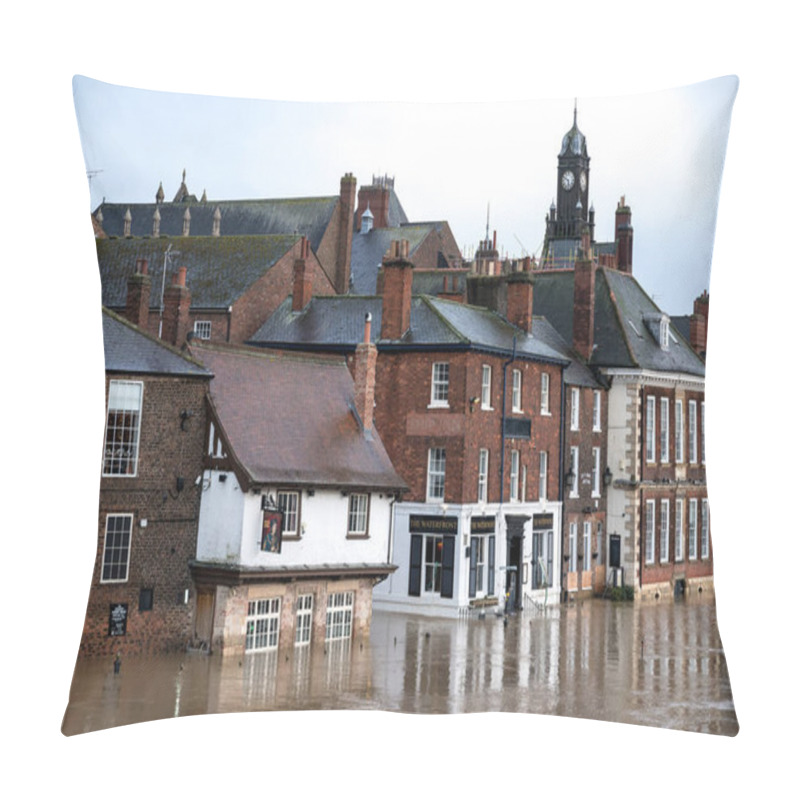 Personality  YORK, NORTH YORKSHIRE/UK - FEBRUARY 18 : Flooding In York North Yorkshire On February 18, 2020 Pillow Covers