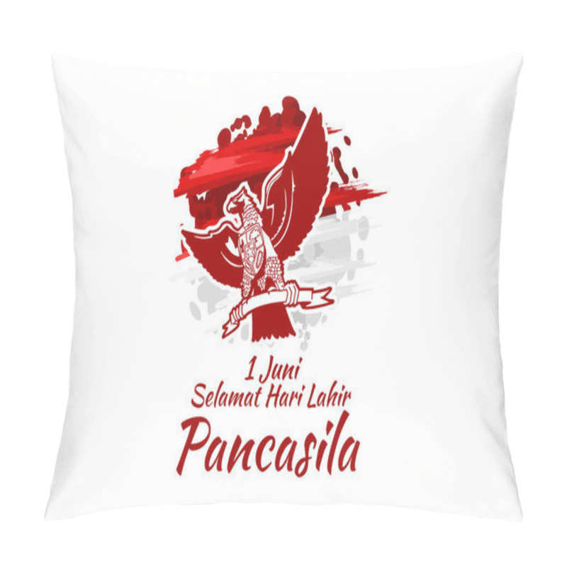 Personality  Translation: June 1, Happy Birthday Pancasila (1 Juni, Selamat Hari Lahir Pancasila) Vector Illustration. Suitable For Greeting Card, Poster And Banner.  Pillow Covers