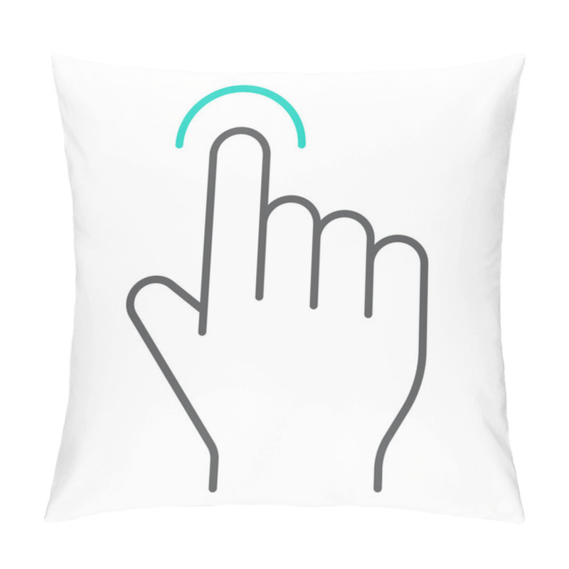 Personality  Tap Thin Line Icon, Finger And Gesture, Hand Touch Sign, Vector Graphics, A Linear Pattern On A White Background. Pillow Covers