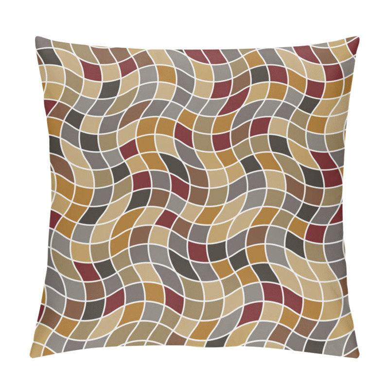 Personality  Geometric Decorative Motif, Resulting From A Series Of Wavy Stripes With Small Multicolored Squares. Seamless Vector Pattern. Great As A Background Or Texture. Pillow Covers