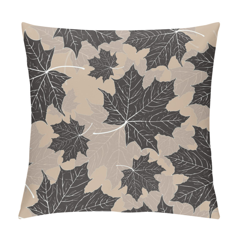 Personality  Leaves Seamless Pattern, Vector Background. Black Maple  On A Beige . For The Design Of Wallpaper, Fabric, Decoration Material Pillow Covers