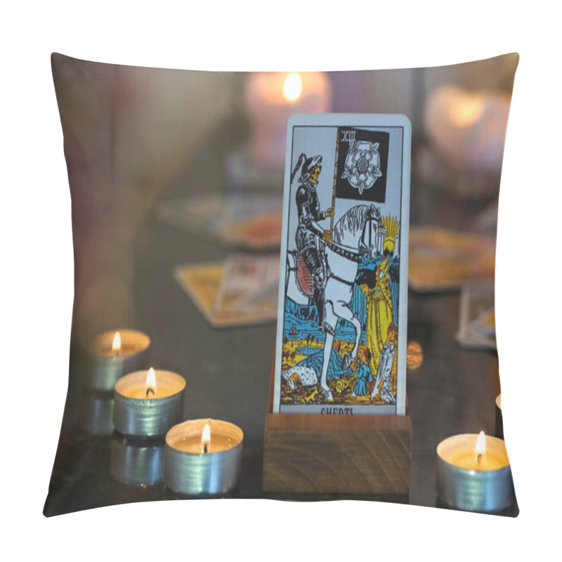 Personality  Illustrative Editorial Tarot Cards, Candles., Major Arcana, Death Pillow Covers