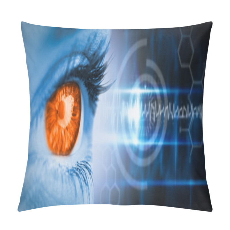 Personality  Orange Eye On Blue Face Pillow Covers