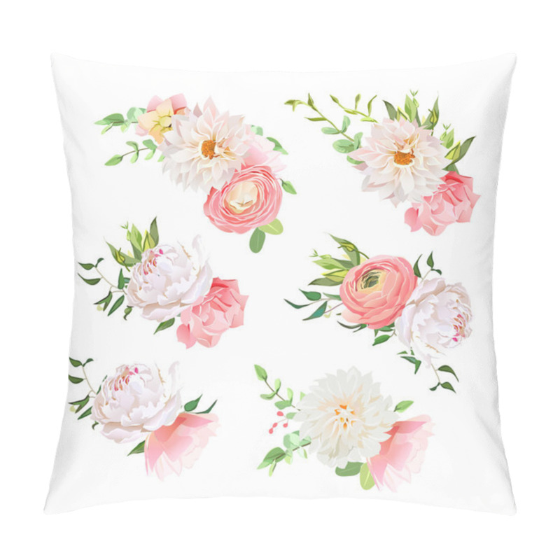 Personality  Small Summer Bouquets Of Rose, Peony, Ranunculus, Dahlia, Carnat Pillow Covers