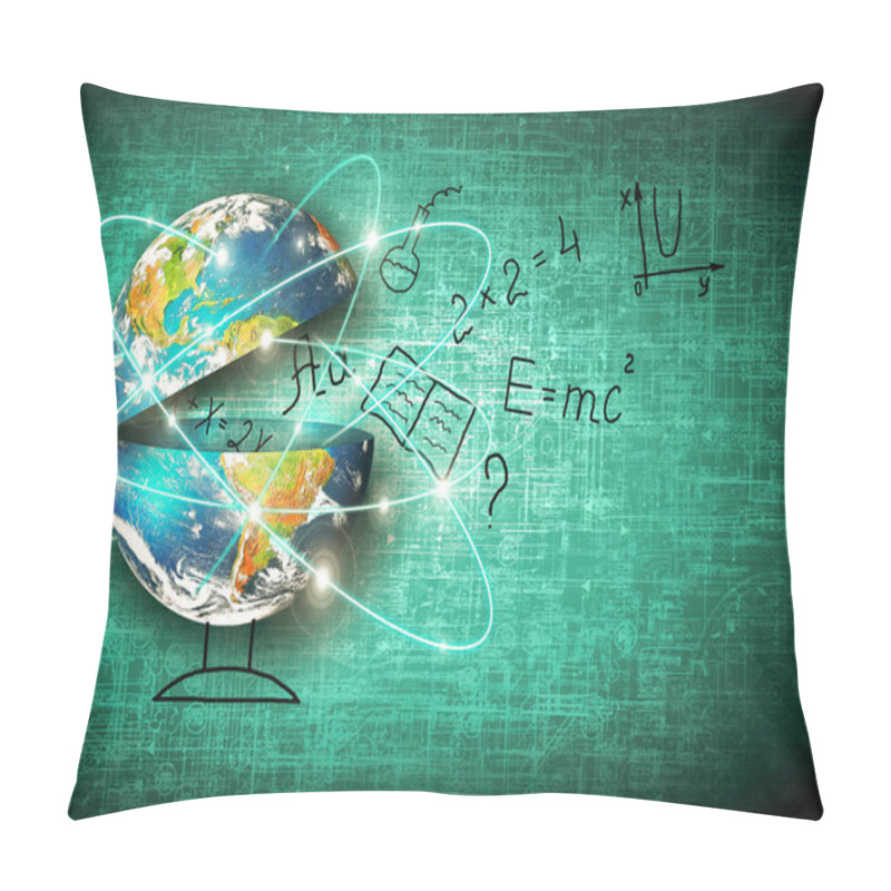 Personality  Globe And Symbols Of The School. Educational Concept. Illustration 3d Of Educational School Concept. Elements Of This Image Furnished By NASA Pillow Covers