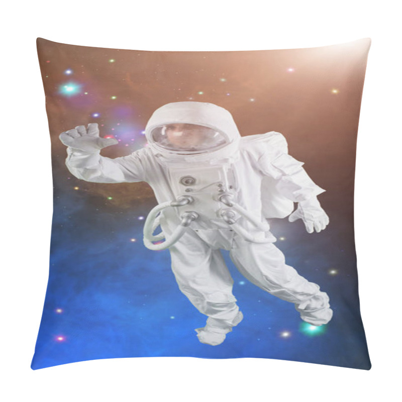 Personality  Astronaut In Space Waving His Hand Pillow Covers