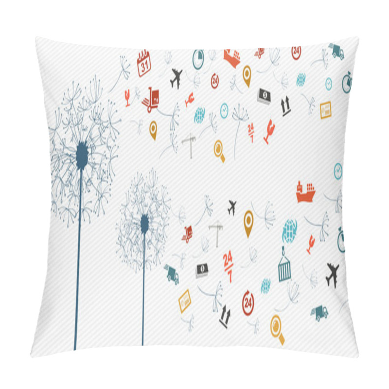 Personality  Shipping Logistics Icons Abstract Dandelion Illustration. Pillow Covers