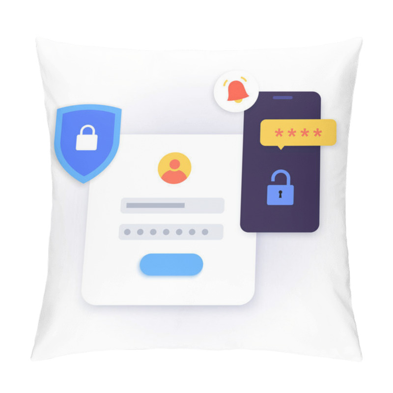 Personality  One Time Password. Message With Code On The Smartphone For Entering On The Site Or Application. Notification On The Phone, Multi Factor Authentication. Internet Payment, 2fa Flat Vector Illustration. Pillow Covers