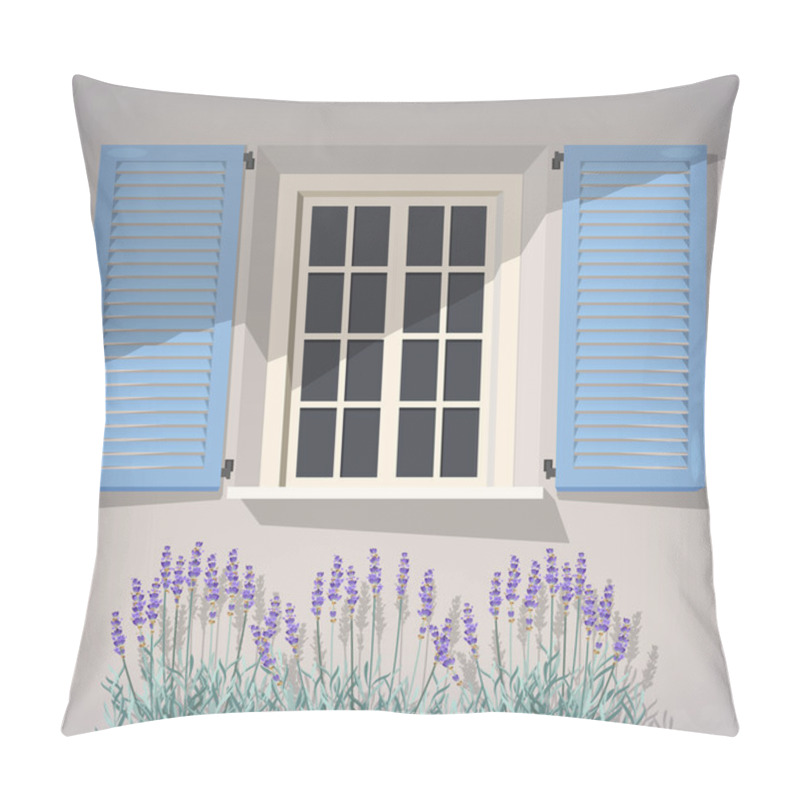 Personality  Window With Blue Shutters Pillow Covers