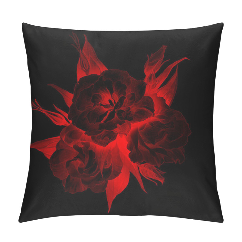 Personality  Bouquet Of Eustoma Flowers In Red And Black Pillow Covers