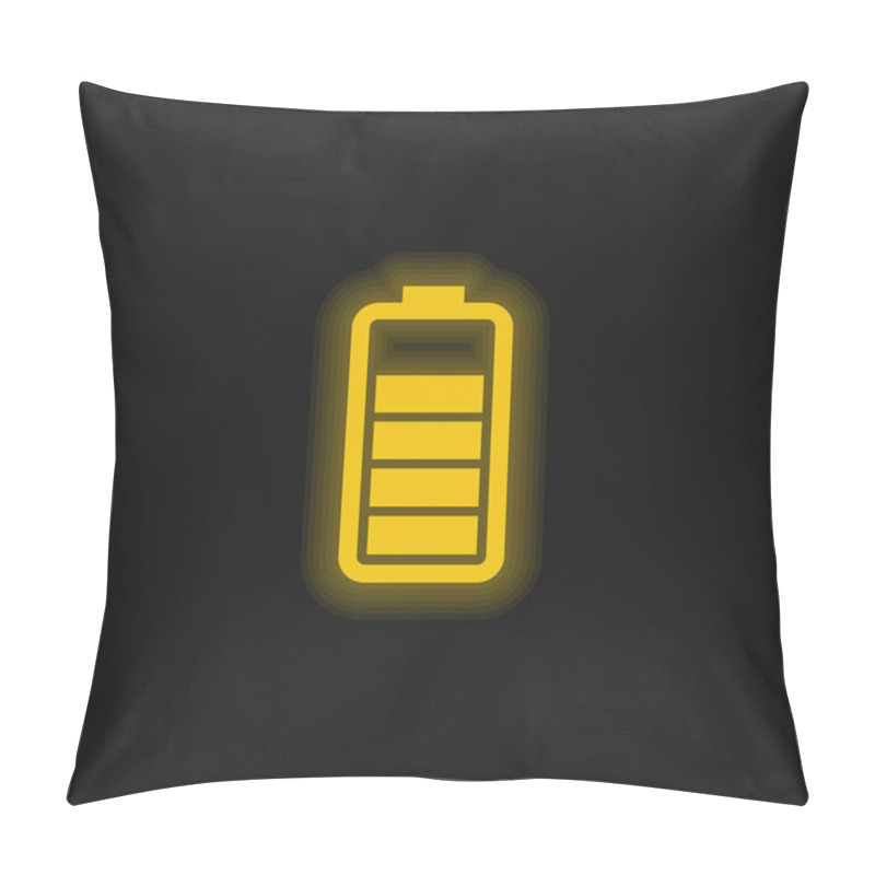 Personality  Battery Status Yellow Glowing Neon Icon Pillow Covers