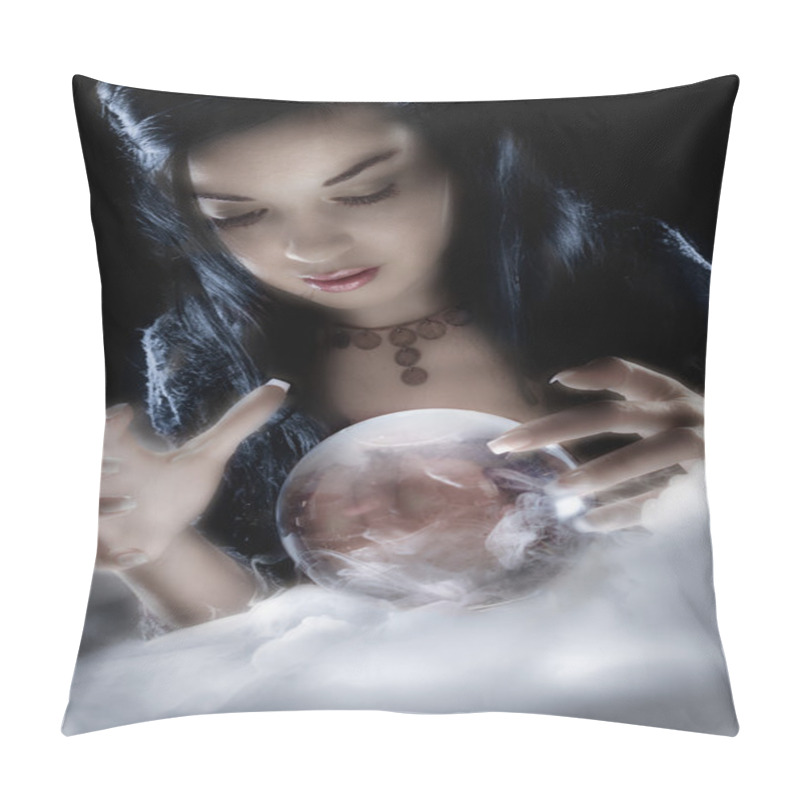 Personality  A Fortune Teller Gazes Into Her Crystal Ball Pillow Covers