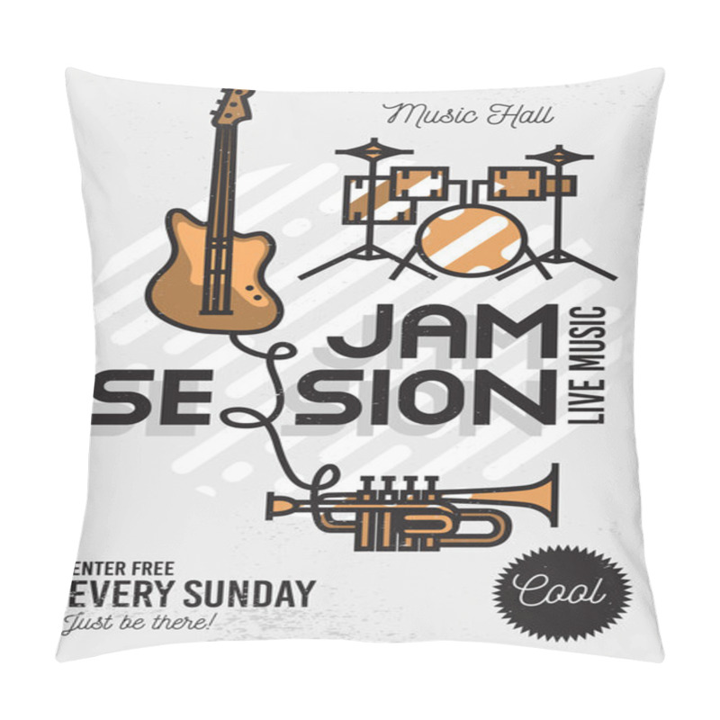 Personality  Jam Session Minimalistic Cool Line Art Event Music Poster. Vecto Pillow Covers