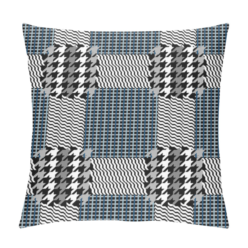 Personality  Seamless Checkered Woolen Pattern. Classical English HoundsTooth Print Prince Of Waves Pillow Covers