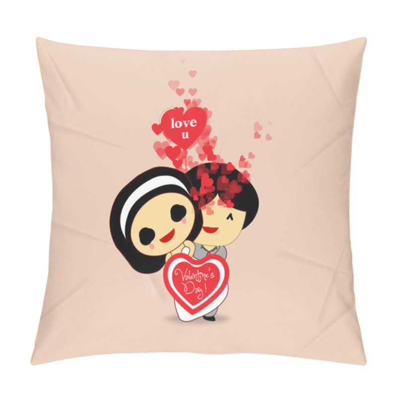 Personality  Valentines Day Sweet Love Couple With Hearts Pillow Covers