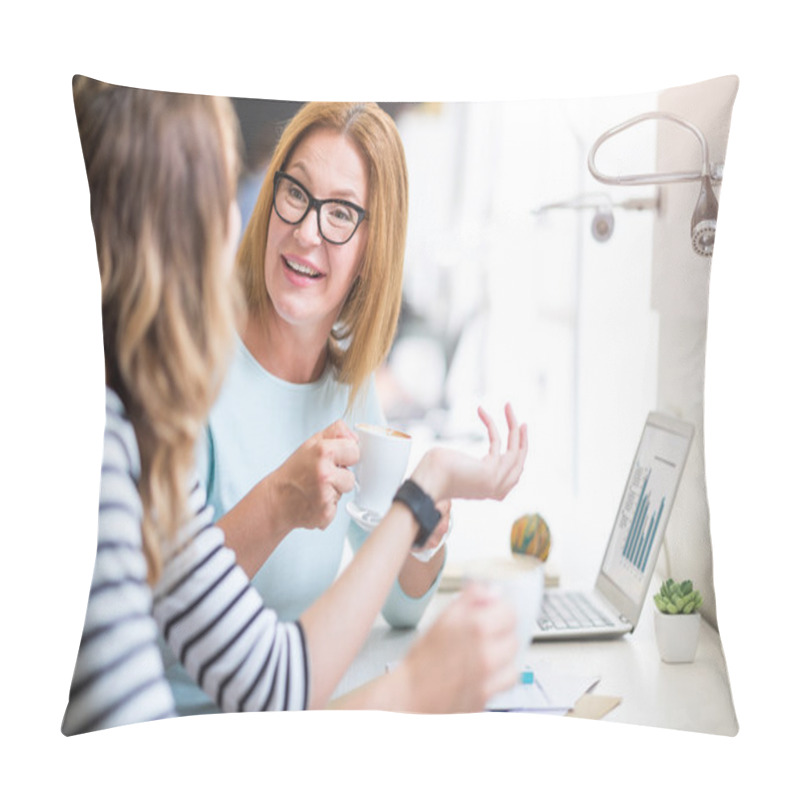 Personality  Positive Colleagues Drinking Coffee Pillow Covers