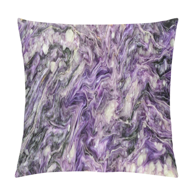 Personality  Wide Purple Abstract Background From Polished Natural Charoite Rock Pillow Covers