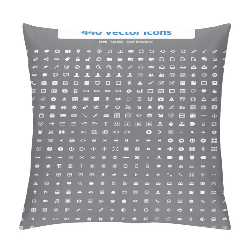 Personality  440 Vector Icons (White Set) Pillow Covers