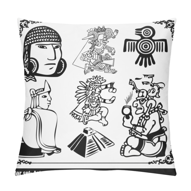 Personality  Vector Set - American Indian National Patterns Pillow Covers