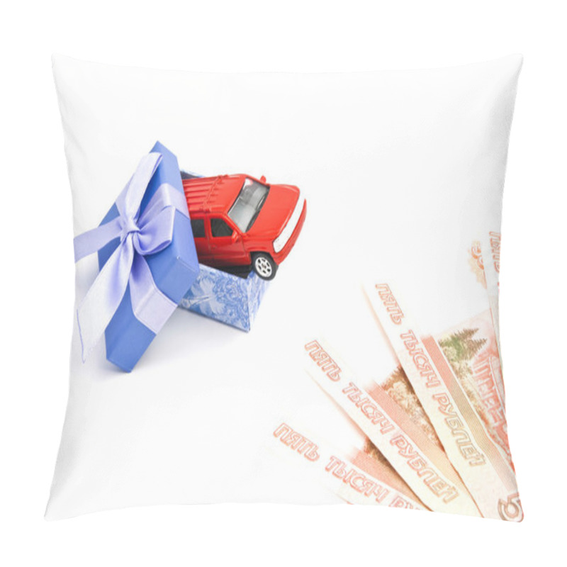 Personality  Red Car In Blue Gift Box And Money Pillow Covers