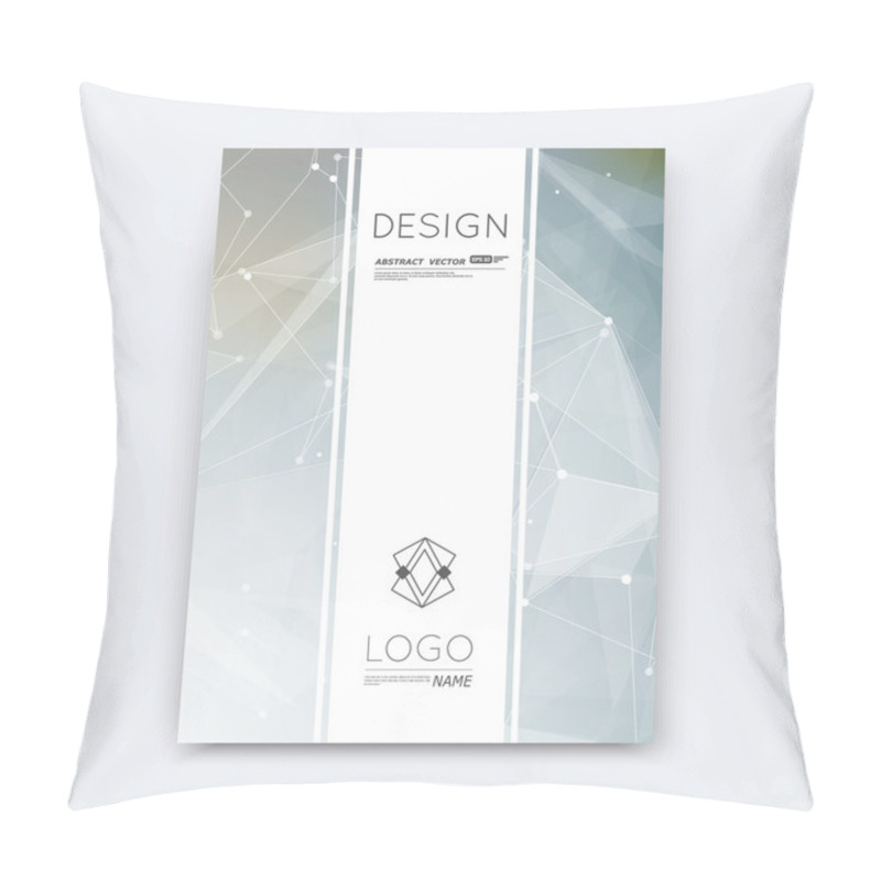 Personality  Abstract Composition, Grey Polygonal Stripe Font Texture, Part Construction, White A4 Brochure Title Sheet, Creative Space Figure Icon, Commercial Logo Surface, Firm Banner Form, EPS 10 Flier Fiber Pillow Covers