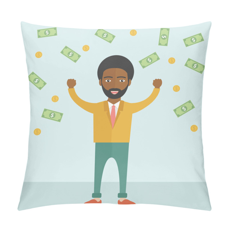 Personality  Business Man Under Money Rain Pillow Covers