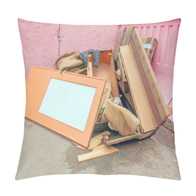 Personality  Interior Door And Old Upholstered Furniture Piled Up In A Trash Heap Pillow Covers