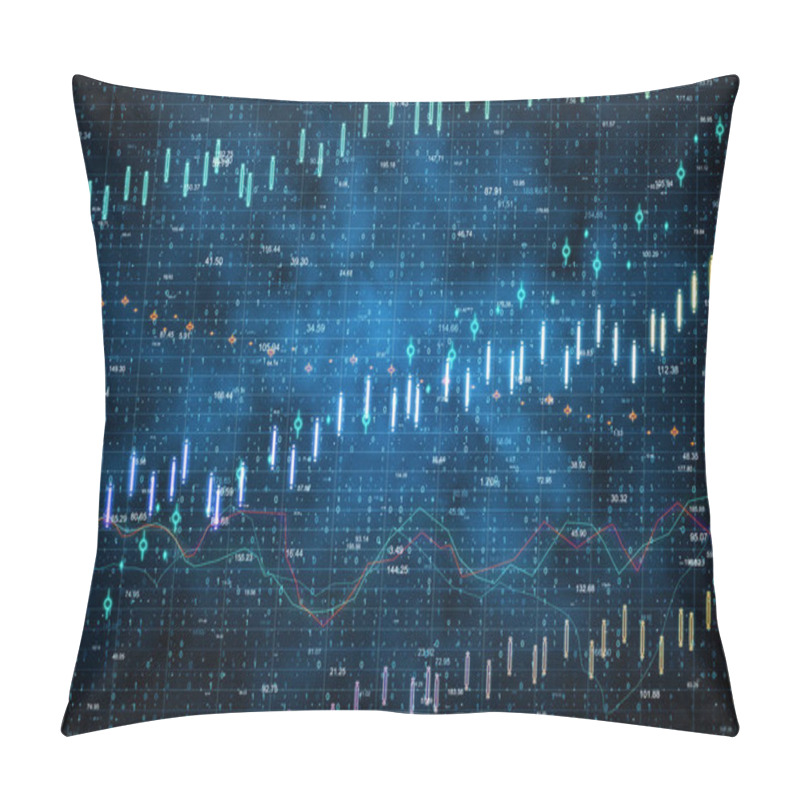 Personality  Glowing Forex Chart Backdrop Pillow Covers