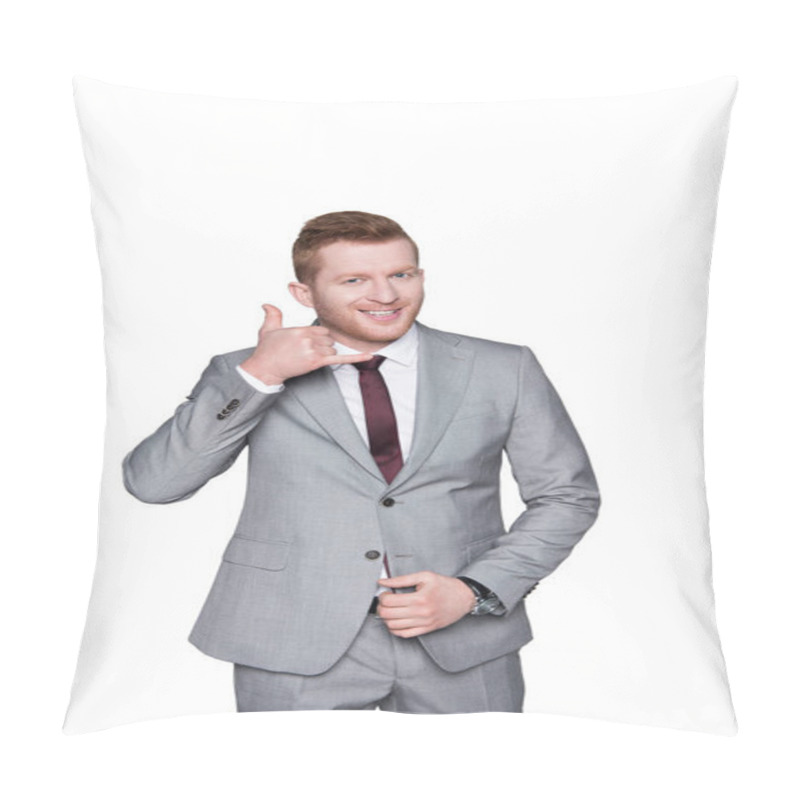 Personality  Businessman Showing Call Me Sign Pillow Covers