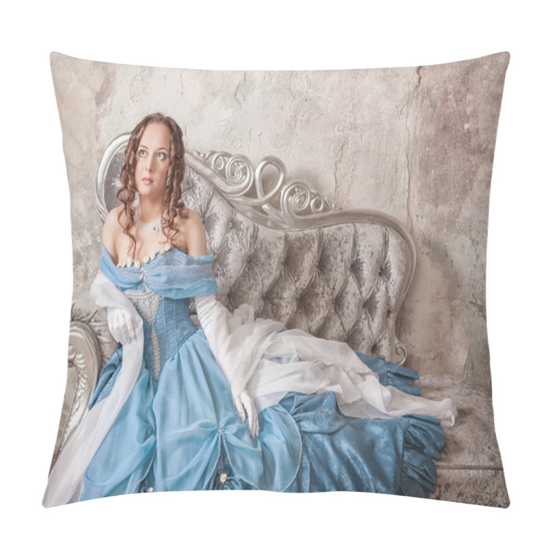 Personality  Beautiful Woman In Blue Medieval Dress  Pillow Covers