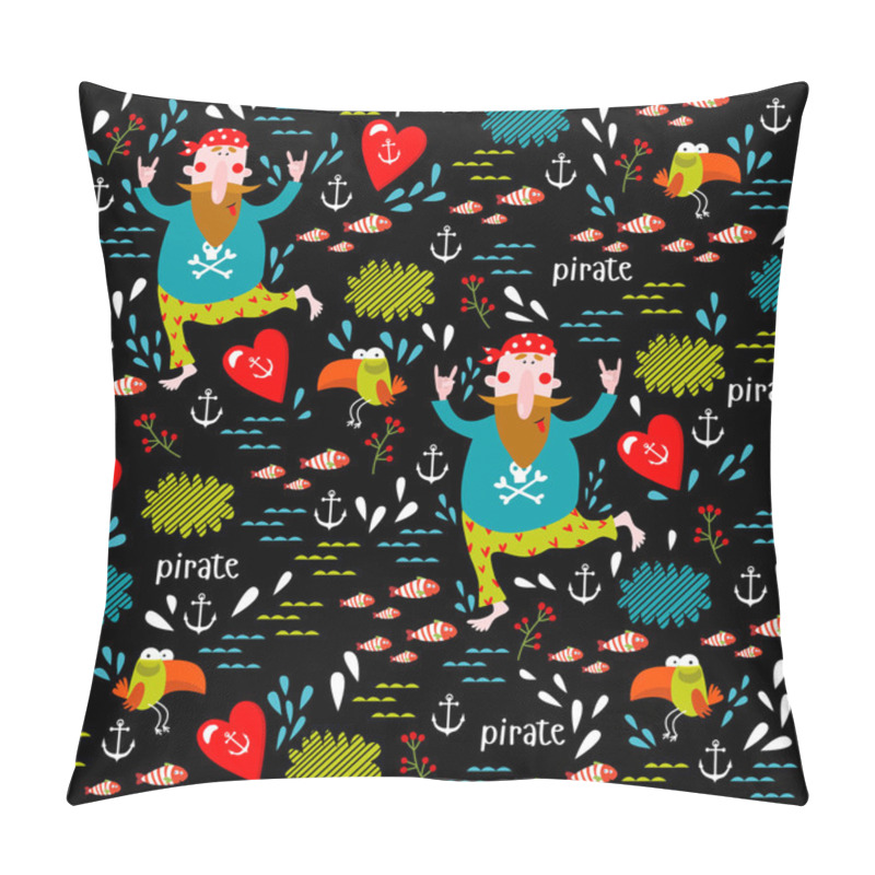 Personality  Background With Pirates And Parrots Pillow Covers