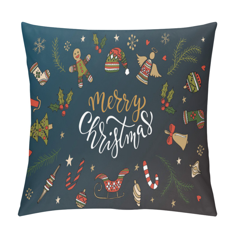 Personality  Decorations And Calligraphic Inscription Merry Christmas Pillow Covers