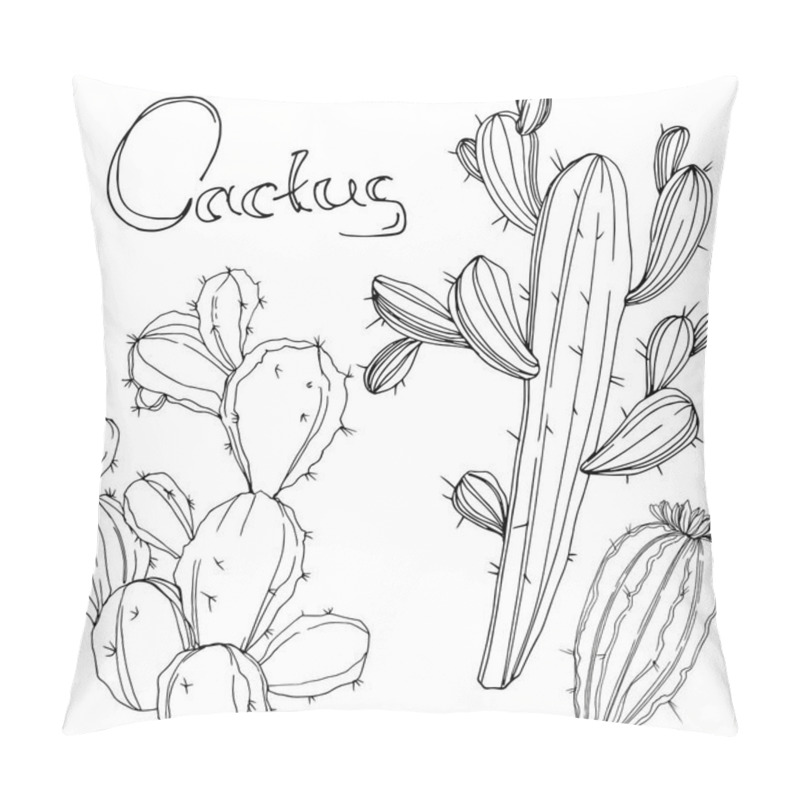 Personality  Vector Cactus. Floral Botanical Flower. Black And White Engraved Ink Art. Isolated Cacti Illustration Element. Pillow Covers