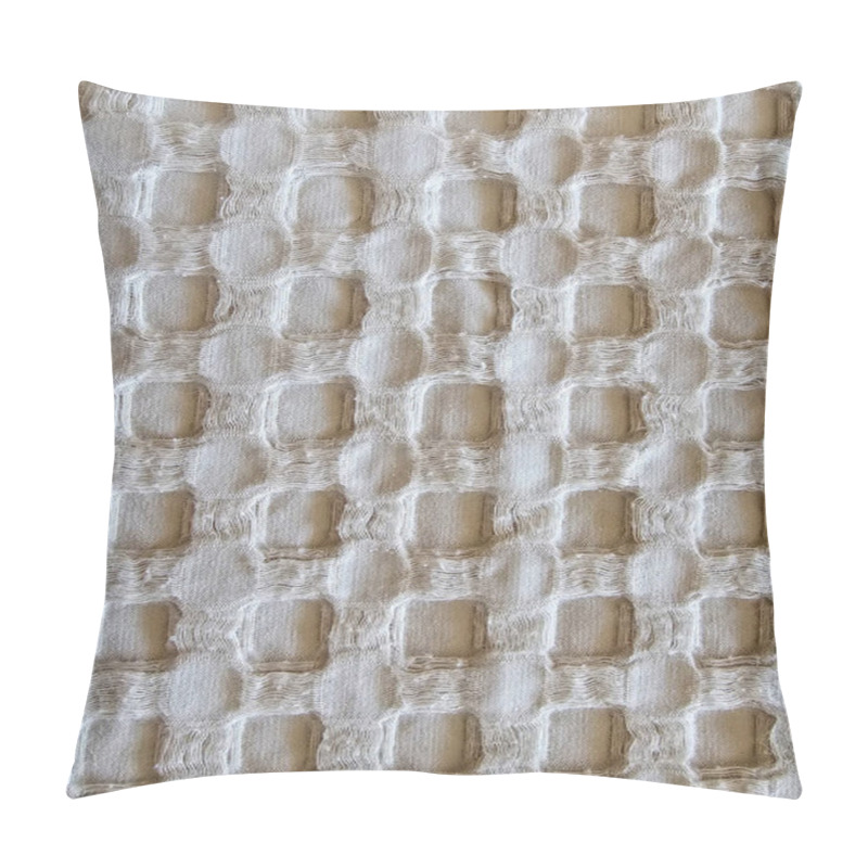 Personality  Texture Knitted Fabric Beige In Diamonds And Rectangles. Background Knitted Fabric Beige. Textured Fabric With Ovals And Rectangles Pillow Covers