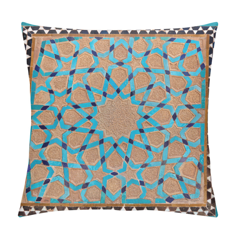 Personality  Traditional Old Islamic Design Made Of Brown Clay And Blue Tiles In Yazd Pillow Covers