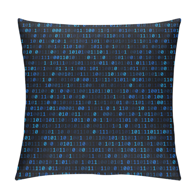 Personality  Binary Background With Blue Digits.  Pillow Covers