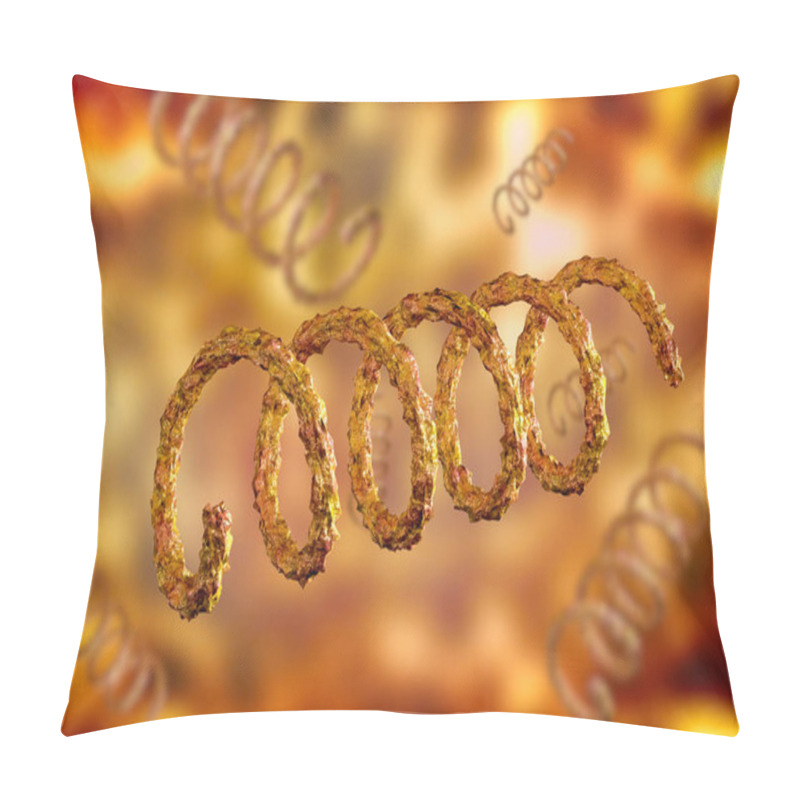 Personality  Syphilis Is Caused By Treponema Pallidum, A Species Of Spiral-shaped Bacteria. Isolated Over Blurred Organic Background Pillow Covers