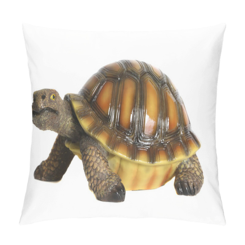 Personality  Turtle Ceramic Statuette. White Background Pillow Covers