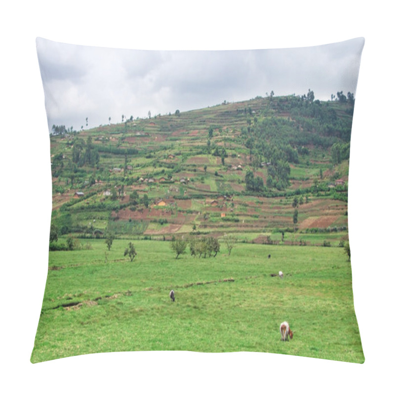 Personality  Virunga Mountains In Cloudy Ambiance Pillow Covers