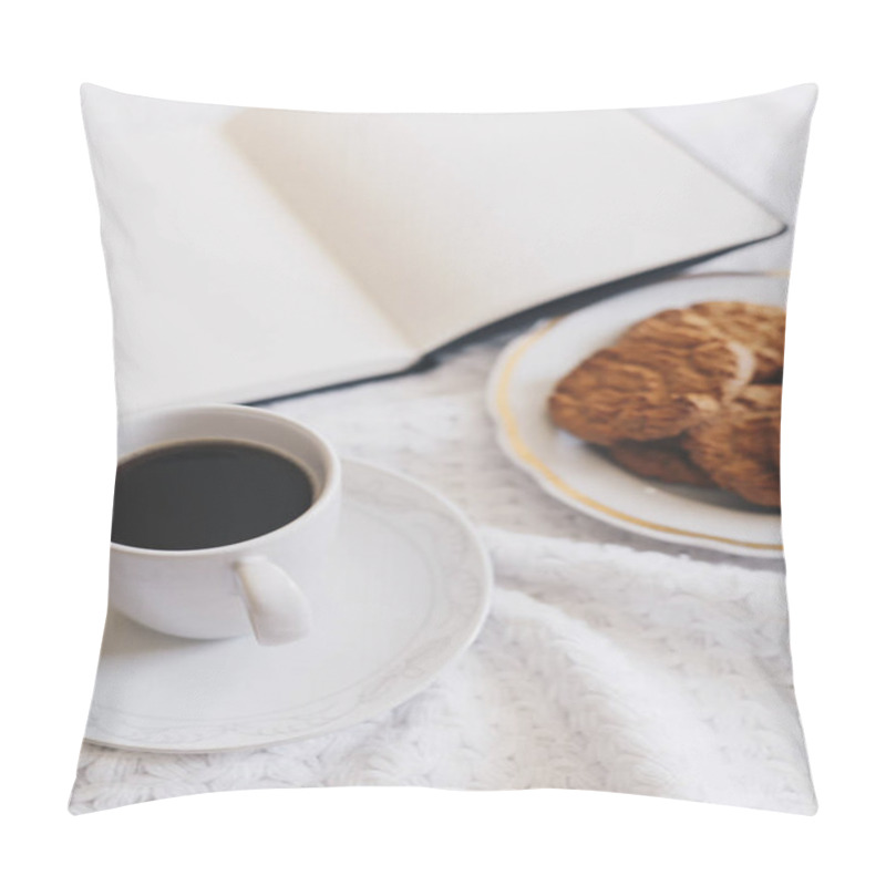 Personality  Blank Notepad Diary And Coffee With Cookies Pillow Covers