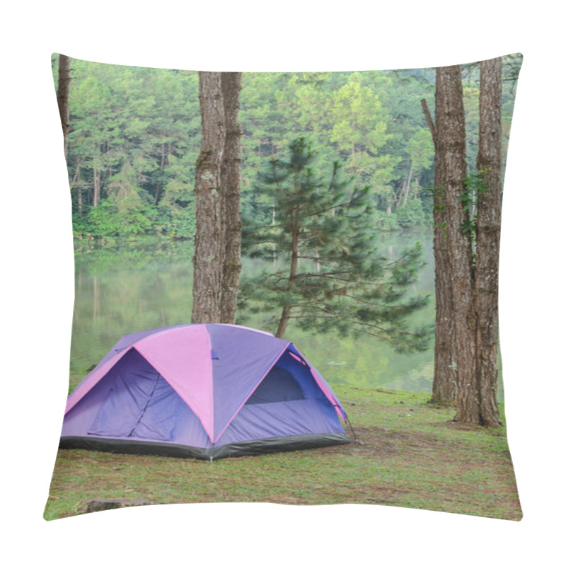 Personality  Camping Tents Near Lake Pillow Covers