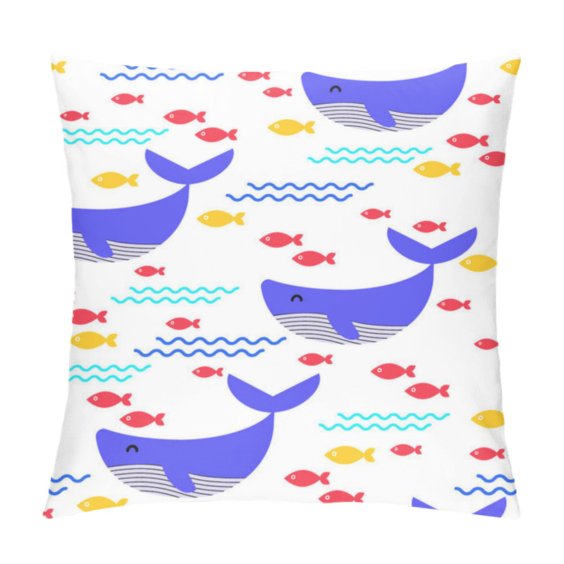 Personality  Seamless Pattern. Whale And Fish On A White Background. Pillow Covers