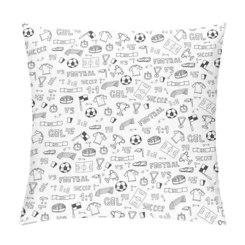 Personality  Hand Drawn Doodle Soccer Or Football Background. Isolated Elements. Vector Illustration. Pillow Covers