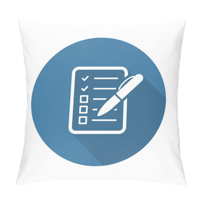 Personality  Check List Icon. Business Concept. Flat Design. Pillow Covers