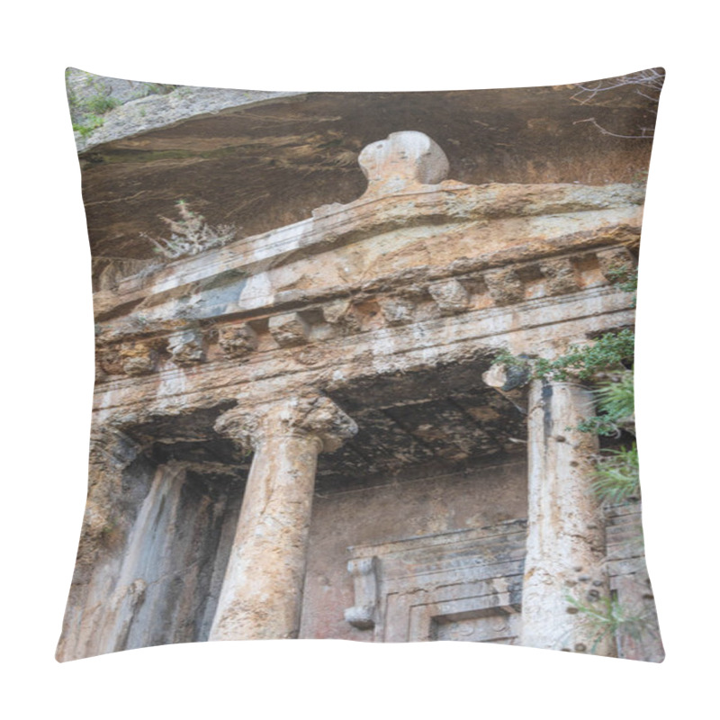 Personality  Timeworn Yet Majestic, This Lycian Tomb Offers A Fascinating Look At The Burial Customs Of The Ancient Civilization That Once Thrived In Southwestern Turkey. Pillow Covers